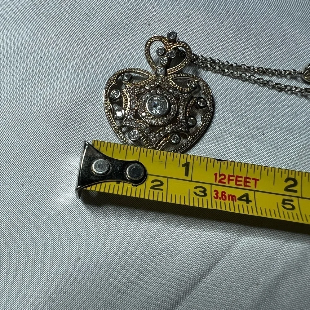Joan Rivers Classics Vintage Filigree Swarovski Crystal Heart Necklace 18in